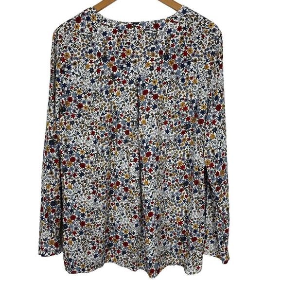 Jane and Delancey Floral Shirt Womens Large Button Up Roll Tab V Neck Rayon Top - Picture 3 of 10